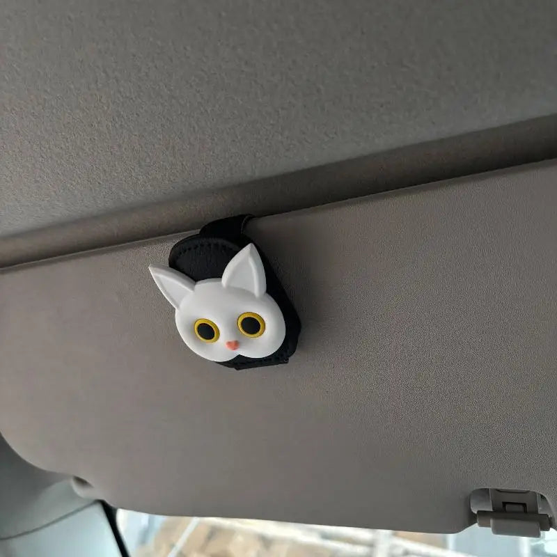 Cute Cat Magnetic Glasses Case for Car Sun Visor Holder Multi Function Auto Accessories for Women Girls