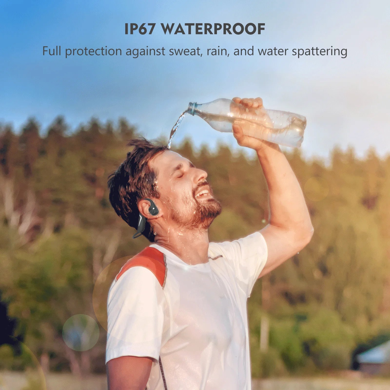 Bone Conduction Bluetooth Headphones BT5.3 with Dual Batteries Offer Ultra-Long Battery Life for Sports, Night Running and Cycli