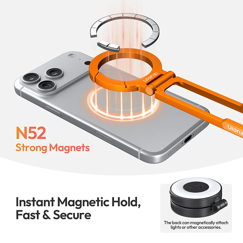 Ulanzi MA30S Carabiner Phone Stand Phone Handle Tripod for iPhone 17 16 15 Pro/Pro Max Selfie Stick Slim Version MA30 for Vlog
