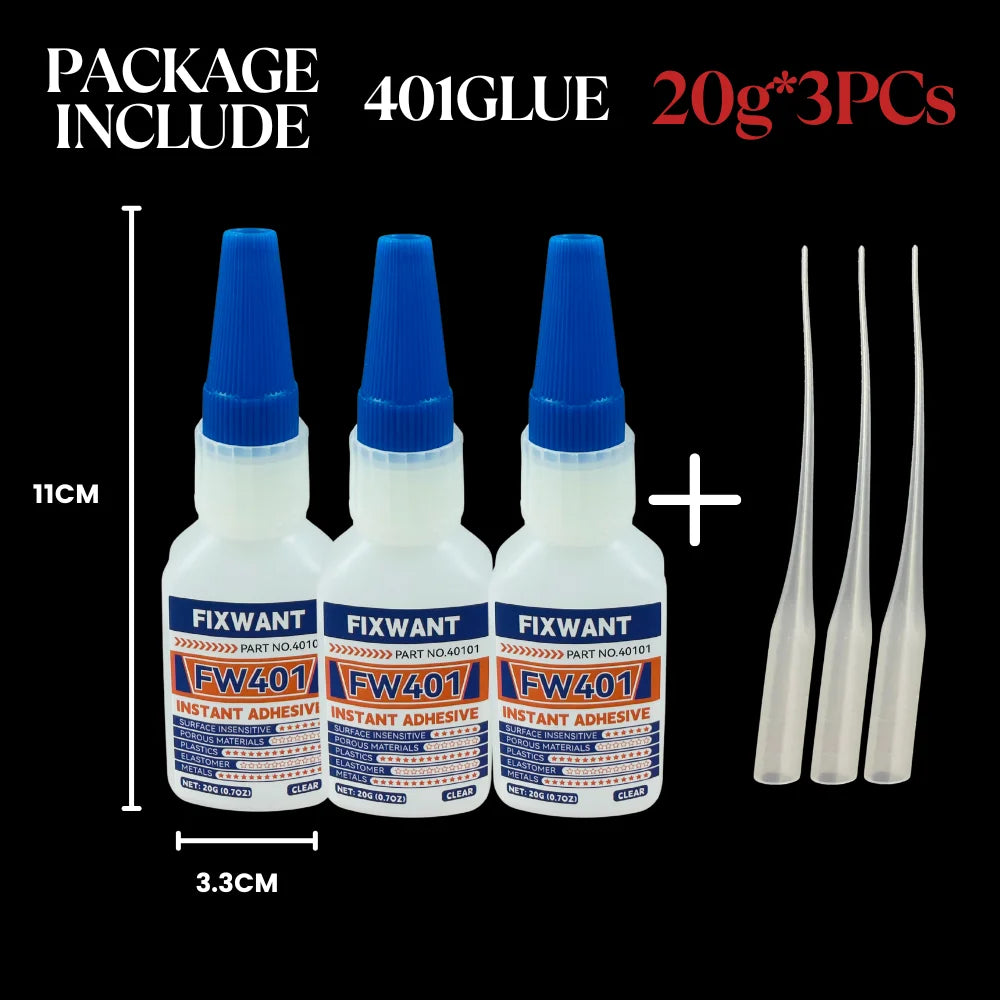 20g FW401/406/495/480 Super Glue Instant Quick-Drying Cyanoacrylate Adhesive Leather Rubber Wood Metal Strong Bond Liquid Glue
