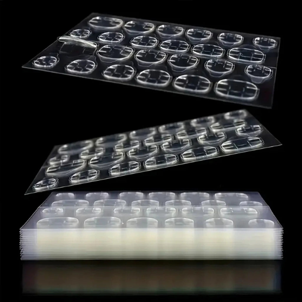 30 TO 160 Sheets Transparent Nail Adhesive Jelly Double-Sided Glue Stickers for Press On Nails & False Nails (24 Pills/Sheet)