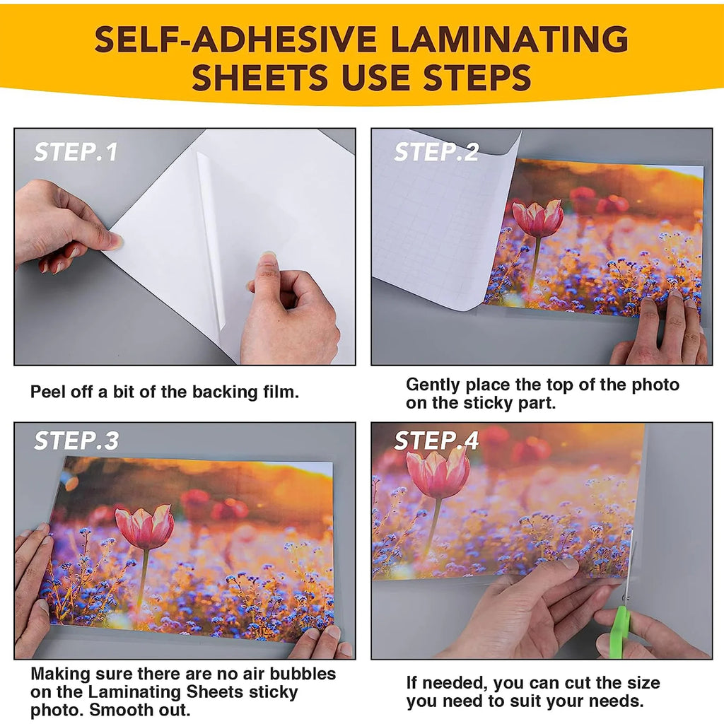 20 Pcs A4 Size Clear Matte Vinyl Sticker Cold Laminating Sheets 8.3x11.7 Inches Self Adhesive Vinyl Film