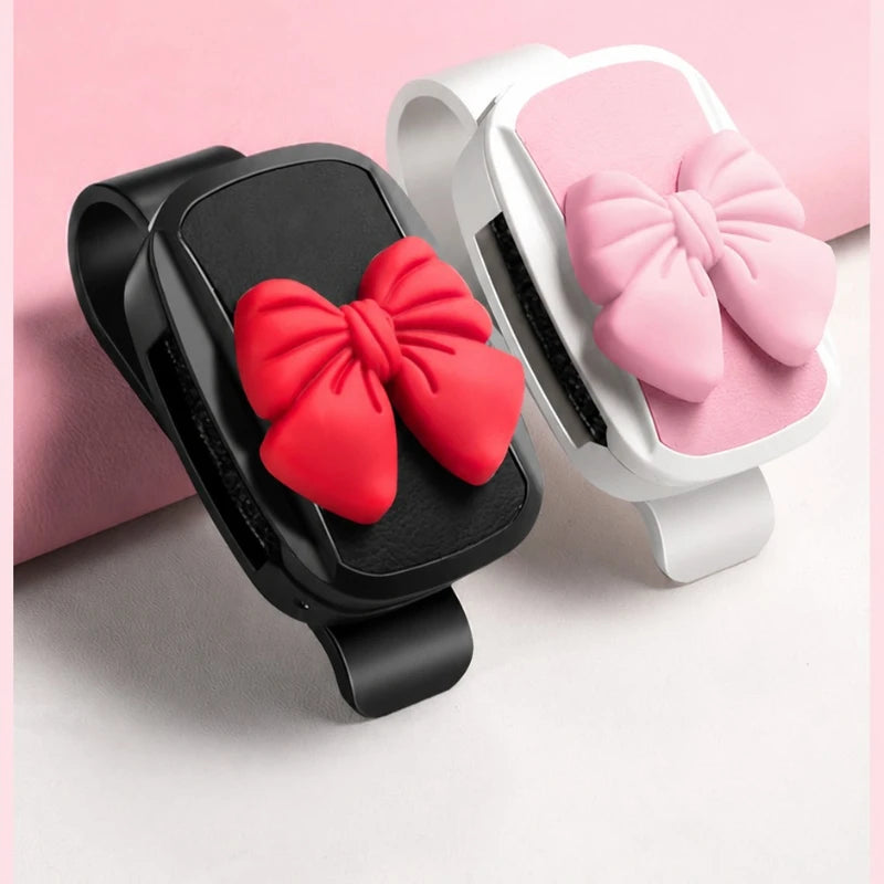 Bowknot Car Glasses Clip Cute Feminine Cartoon Sun Visor Multifunctional Storage Holder Eyeglass Organizer Auto Interior