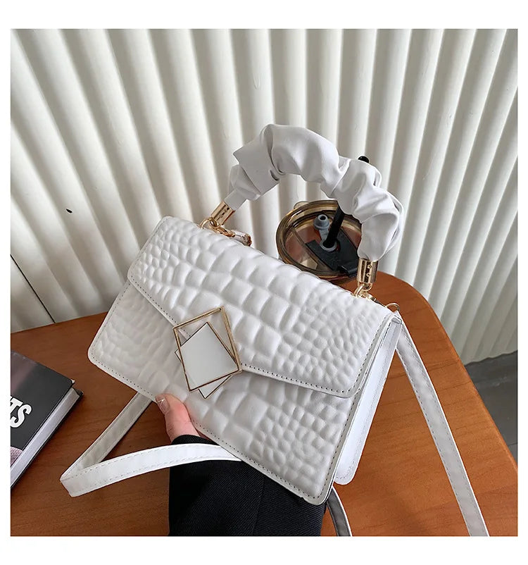 Elegant Snake Bone Chain Small Square Bag Women's Crossbody Simple Design Spring Summer New Style Trendy Handbag Purse