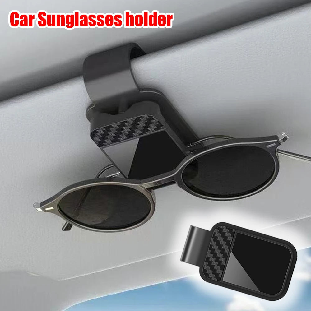 Car Sunglasses Clip Sun Visor Holder with Card & Ticket Storage - Stable Eyeglasses Hanger Interior Accessory