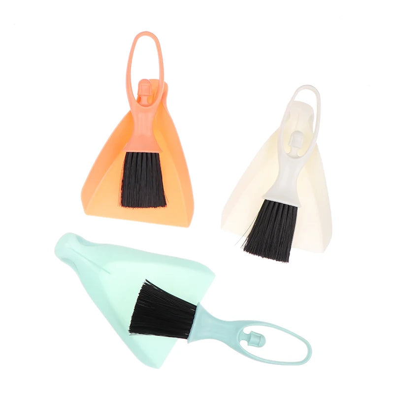 NEW 1PC Mini Handy Desktop Keyboard Sweep Dustpan Cleaning Brush Corner Broom Pan Set With Handle Household Cleaning Tool