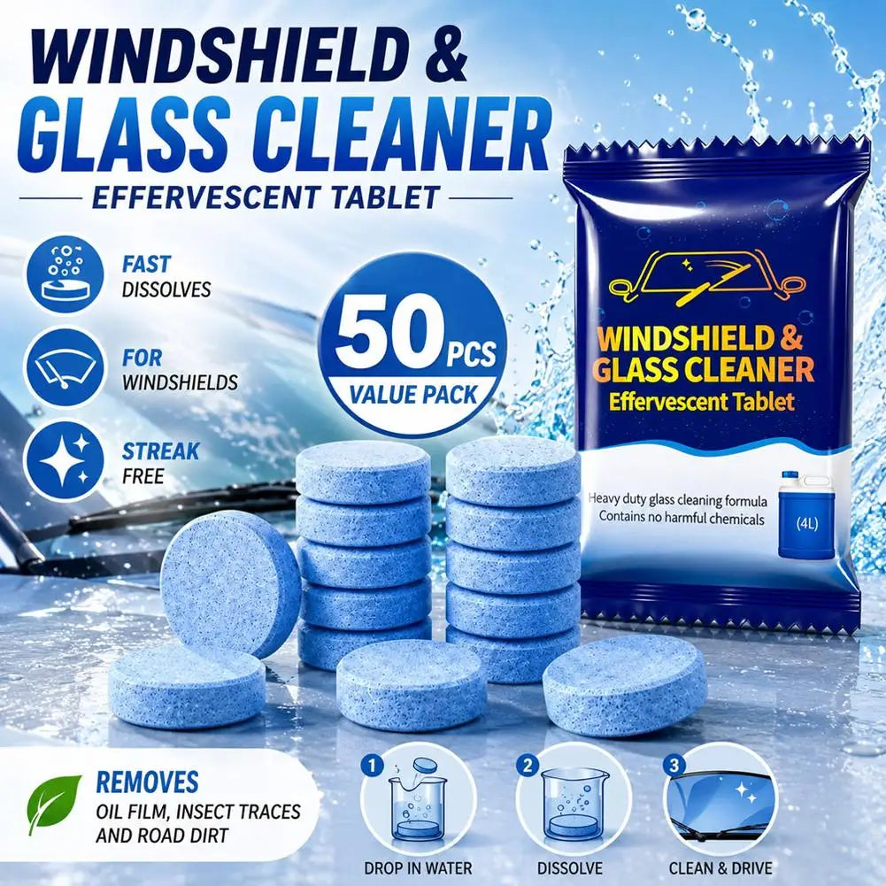 Car Windshield Washer Effervescent Tablets Concentrated Glass Cleaner Tablets Remove Oil Film Auto Window Cleaning Tablets