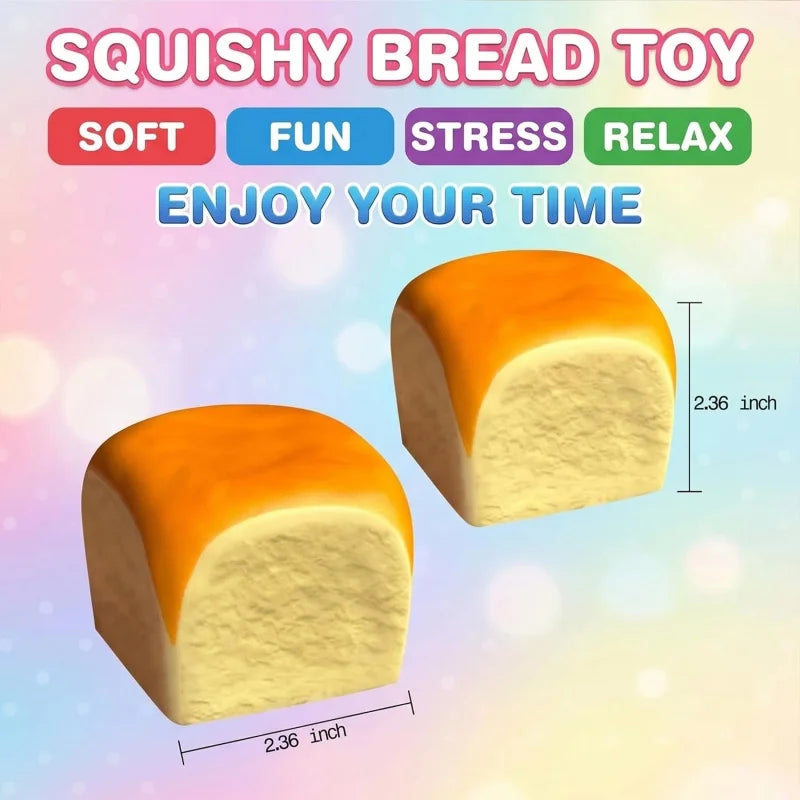 Bread Squishy Stress Toy Hawaiian Roll Slow Rising Foam Squeeze Toy for Kids&Adults Sensory Desk Stress Relief Novelty Gift
