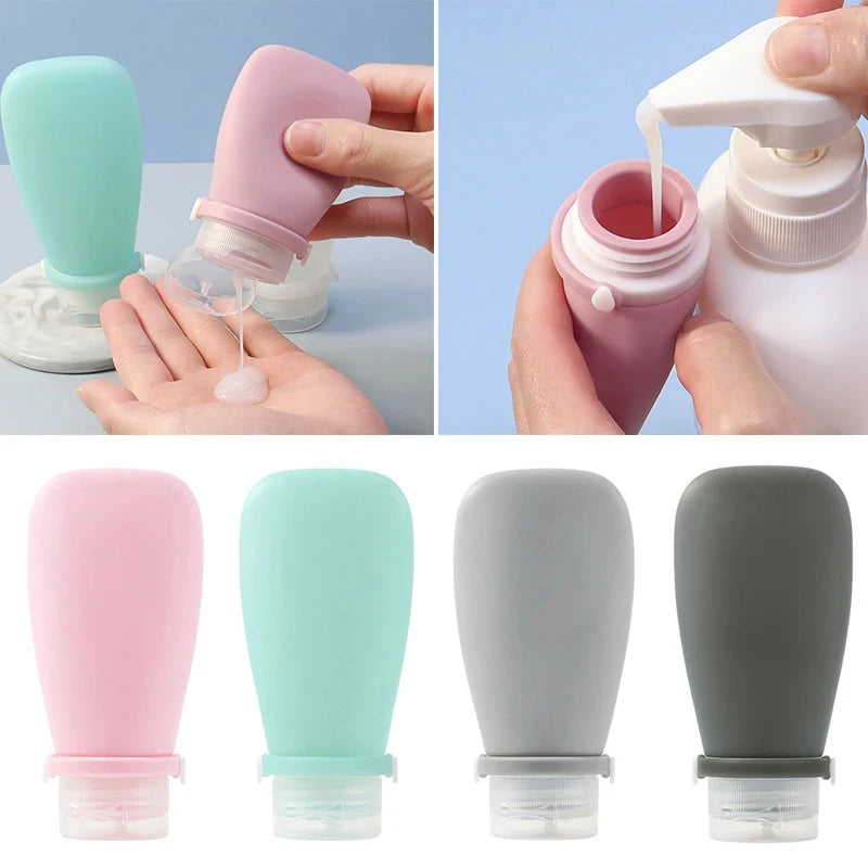 1/4pcs Portable Silicone Travel Bottle Cosmetic Storage Refillable Lotion Bottle Leakproof Shampoo Squeeze Tube Empty Bottle