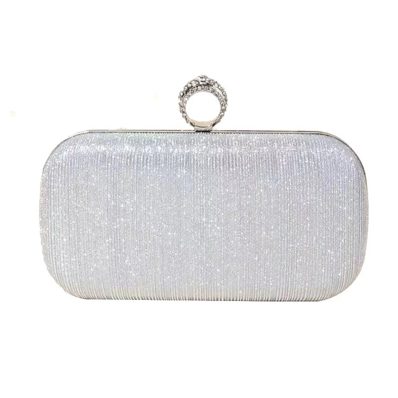 Finger Ring Women Evening Bags Party Wedding Glitter Handbags New Arrival Purse Diamonds Box Holder Clutch Gold Shoulder Bag Sac