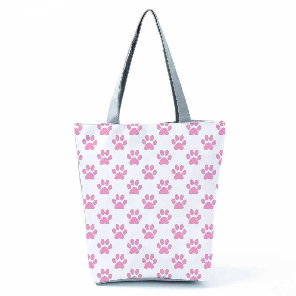 Fashion Dogs Paws Handbags Printed Love Dogs Shopping Bag Casual Women Shoulder Bag Summer Kawaii Female Tote Travel Beach Bag