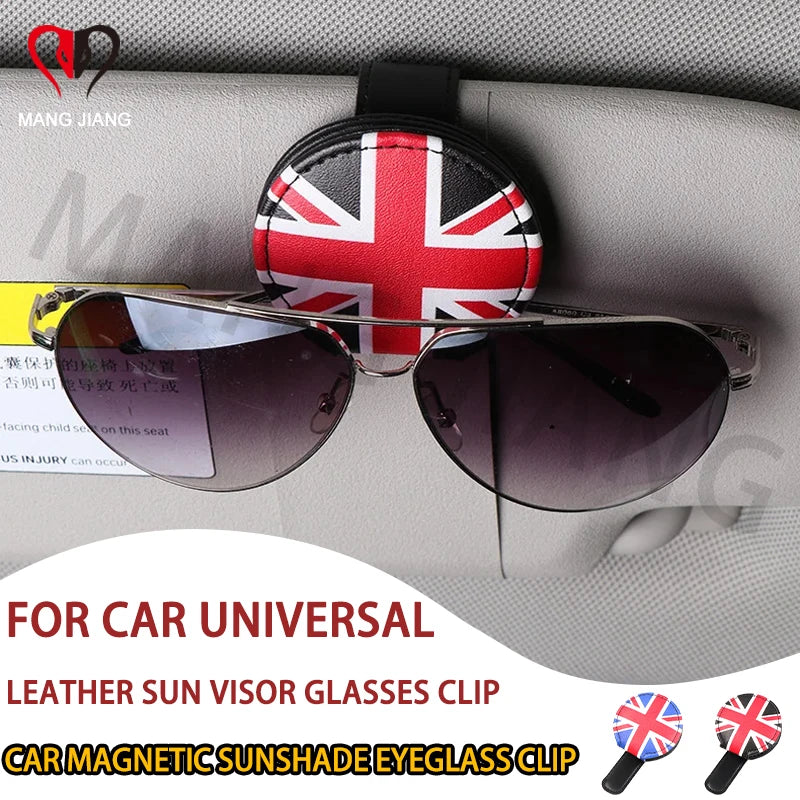 Car Glasses Sun Visor Glasses Clip Eyeglasses Storage Holder Magnetic Bracket Portable Decoration Car Accessories Interior