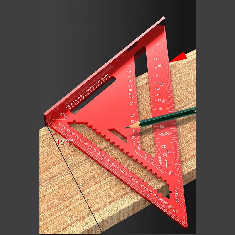 Precision 7/12 Inch Aluminum Alloy Triangle Ruler Woodworking Measuring Tools Durable Metal Metric Imperial Gauging Angle Finder