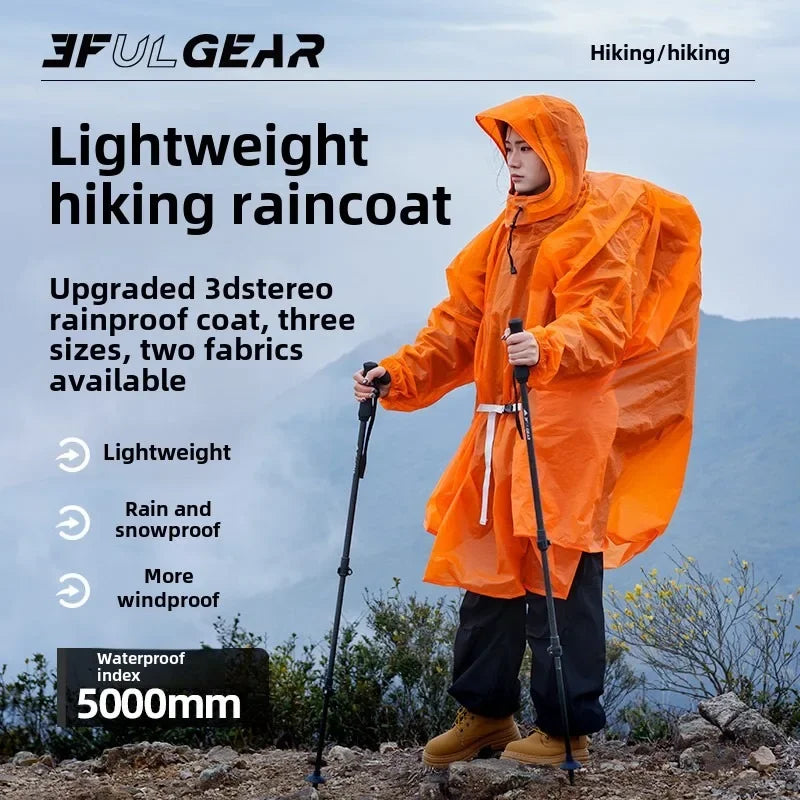 3F UL GEAR Ultralight Women's Men's Rain Coat Jacket Outdoor Camping Hiking Trekking 15D Nylon Waterproof Raincoat Lightweight
