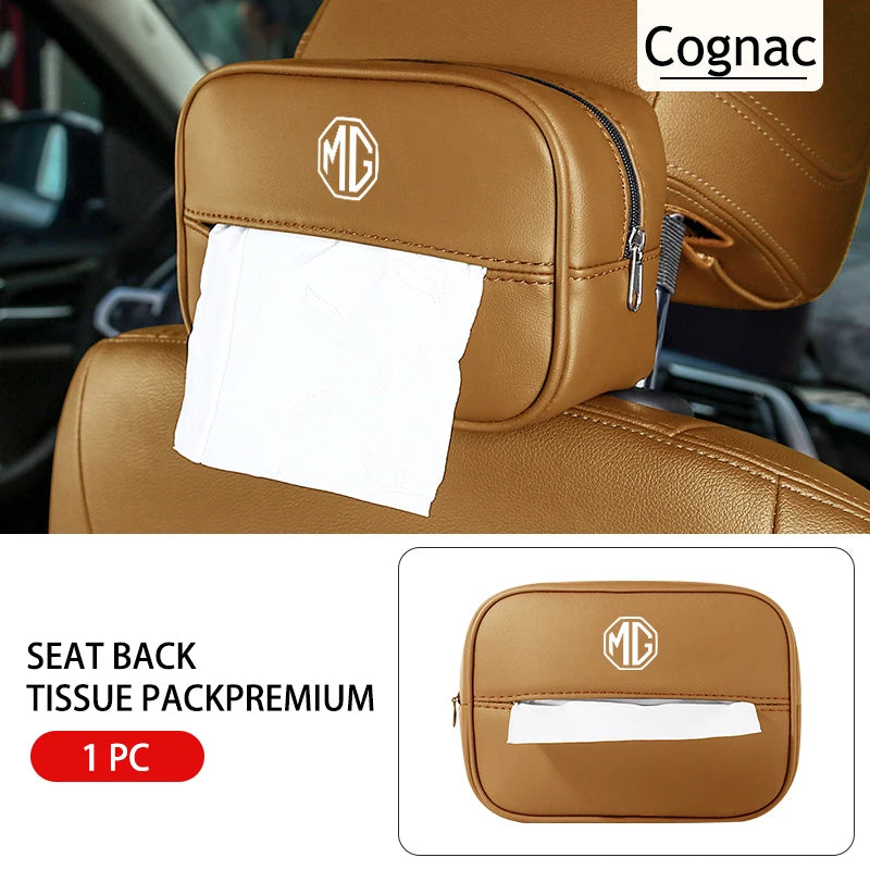 Universal Car Tissue Box Leather Auto Seat Back Tissue Dispenser For MG 6 3 5 7 TF ZR ZS HS GS GT Hector RX5 RX8 350 550