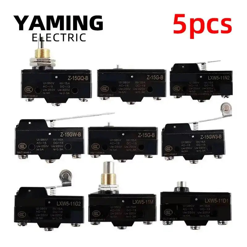 5pcs Micro Limit Switch Small Limiter Travel Switches LXW5-11G1/G2/Q1/M3 Screw Foot 1NO 1NC Silver Contact