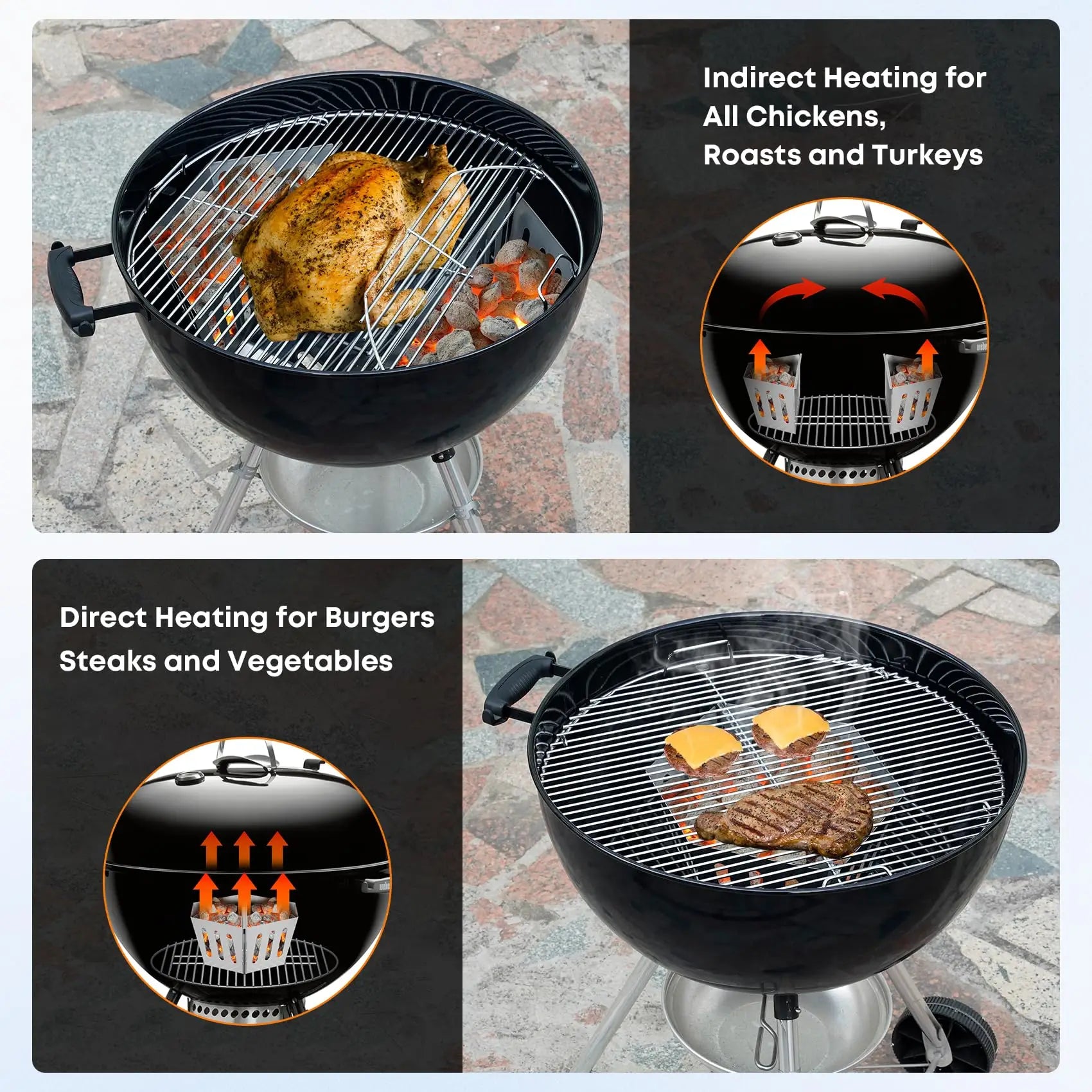 BBQ Stainless Steel Charcoal Basket for Weber Char-Basket Charcoal Holders Compatible with Weber 22 inch Charcoal Container