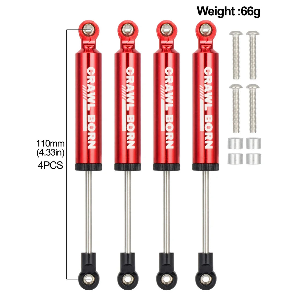 1/10 RC Crawler 4pcs Shock Absorber 70/80/90/100/110mm Metal Spring Suspension for Axial SCX10 TRX4 D90 Capra Redcat 90046