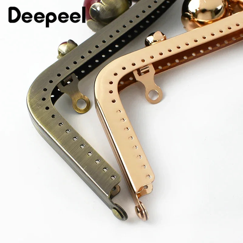 1/2/3Pcs 20cm Metal Bag Handle Retro Pearl Kiss Clasp Lock Buckle Purse Frame DIY Sewing Handbag Brackets Hardware Accessories
