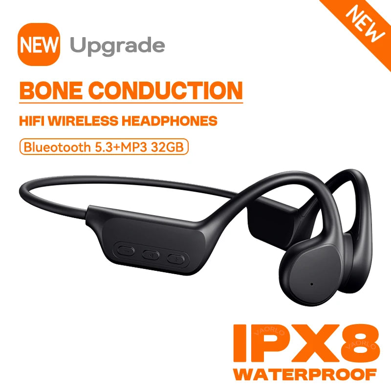 New True Bone Conduction IPX8  Waterproof  Swimming Headphones Wireless Earphone Bluetooth Sport Headset MP3 With Mic For Runnin