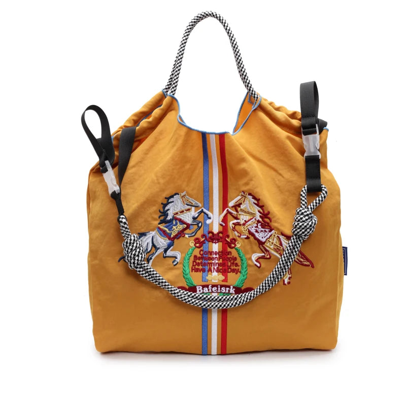 Fashionable Large Capacity Ma'am Canvas Bag 2025 New Cloth Shoulder Tote Bags Drawstring Shopping Handbag Thin Style Canvas Bag