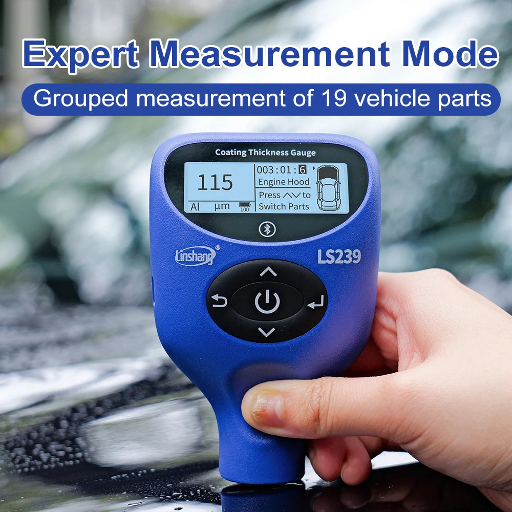 LS239 Professional Coating Thickness Gauge 0.0-5000μm Upgrade Car Paint Tester Three-Color Display High Precision Paint Meter
