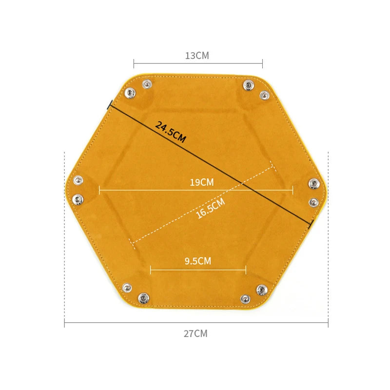 18Colors Foldable Dice Tray PU Leather Flannel Hexagonal Dice Rolling Plate Table Game Office Sundries Key Portable Storage Box
