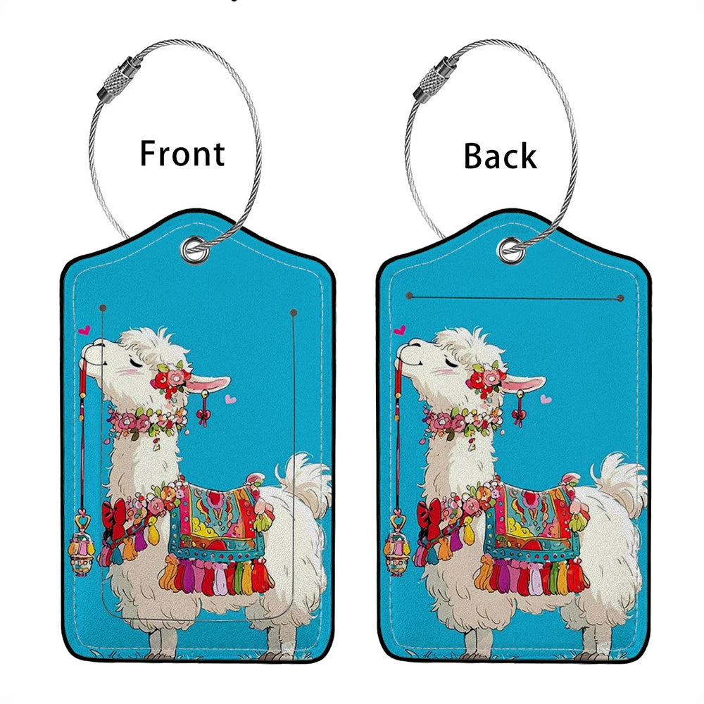 HOT SALE Cute animals Leather Business Luggage Tag Suitcase Address Label Luggage Boarding Case Label Name ID Address Clip