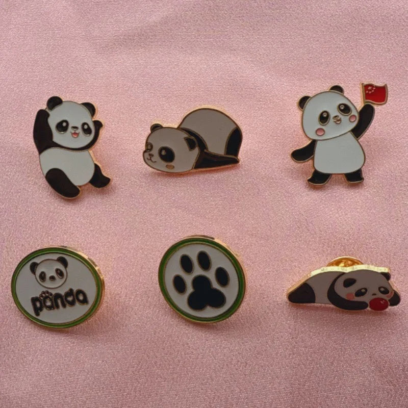 6pcs Cartoon China Panda Badge Autumn/Winter Clothing Accessories Brooch Men's and Women's Backpack Decoration Gift