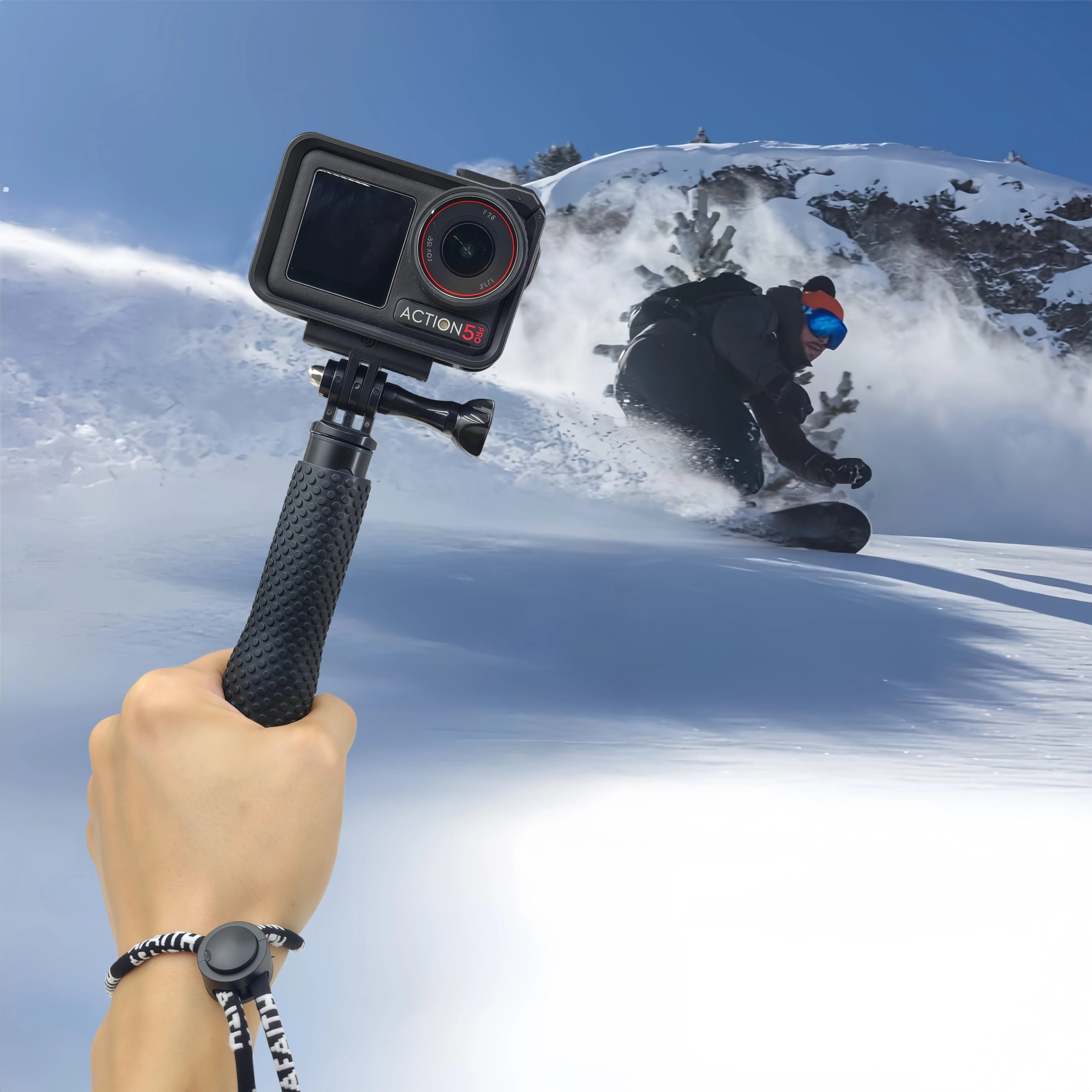Extendable Pole Mini Selfie Stick Waterproof Monopod Blue For GoPro Hero 13 11 10 9 Dji Action 6 5Pro 4 Insta360 X5 Camera