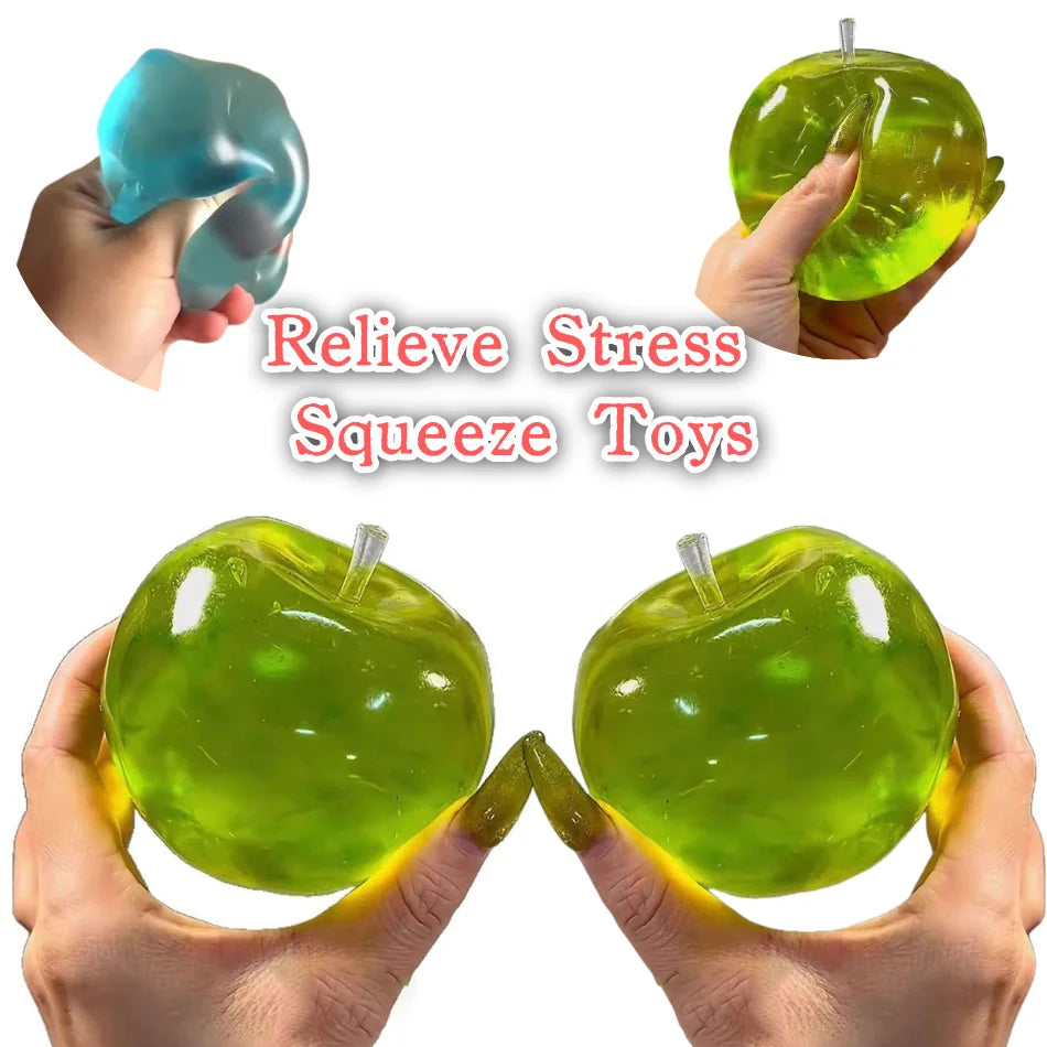 Squishy Green Apple Stress Ball Slow Rebound Squeeze Fidget Sensory Toy Autism Relief Toy Adults Kids Christmas Gift