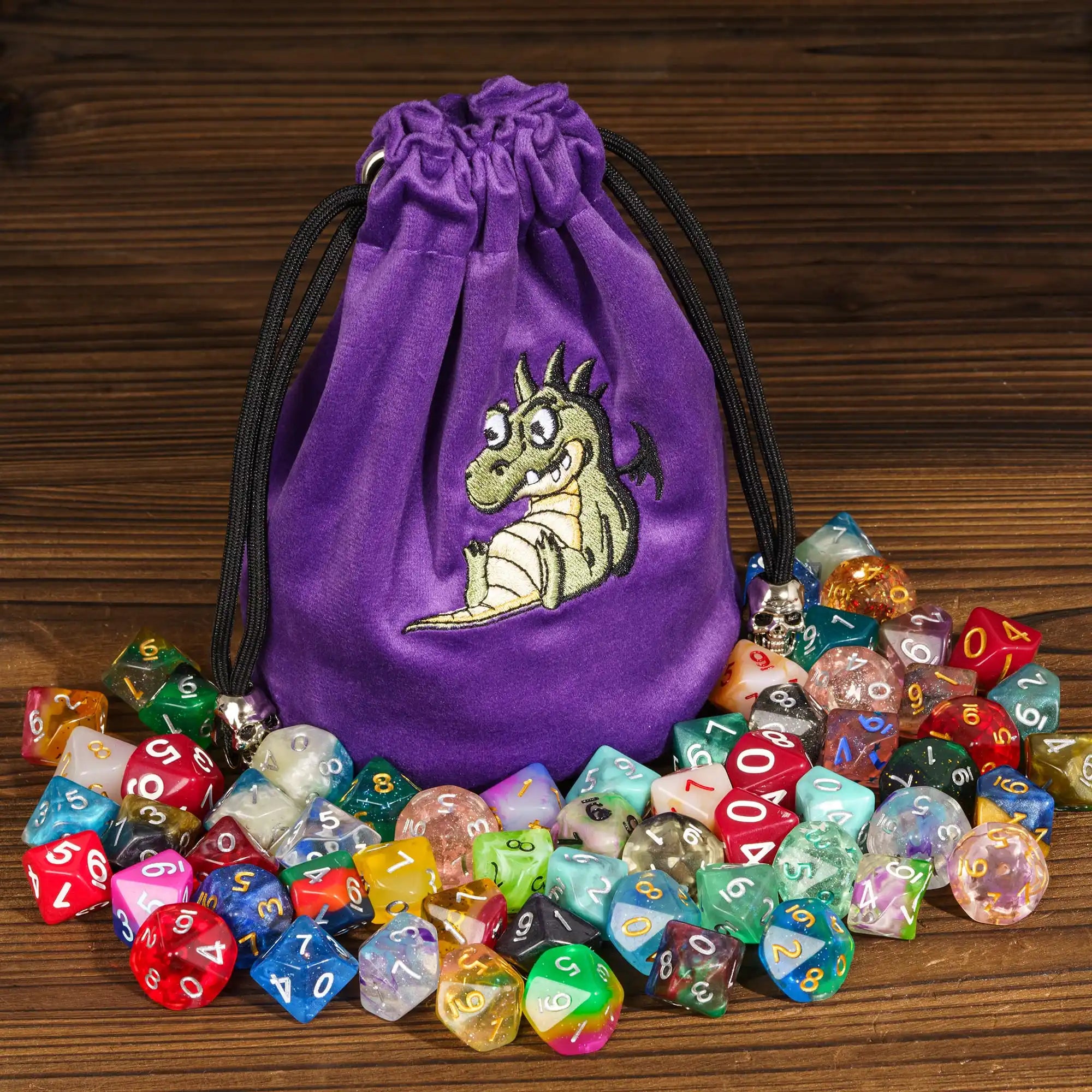 New Drawstring Dice Bag with Cute Pattern Flannelette Storage Bag Round Bottom Pouch for Packing Gift Dice Holder Board Game