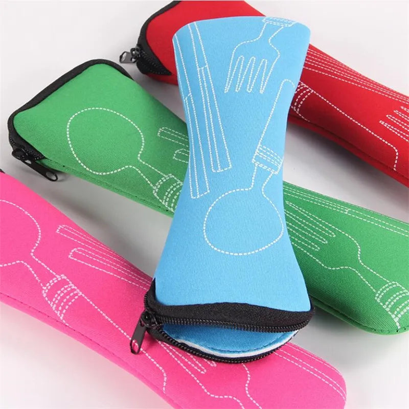 Portable Tableware Bag Cutlery Bag Dinner Set Travel Packaging Storage Box Dinnerware Picnic Fork Spoon Bag