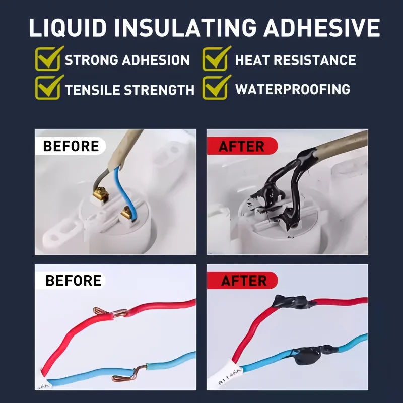 15-300mL Liquid Electrical Tape Insulation Waterproof Repair Fix Line Glue Wires Cables Home House Coat Seal Protect Connector