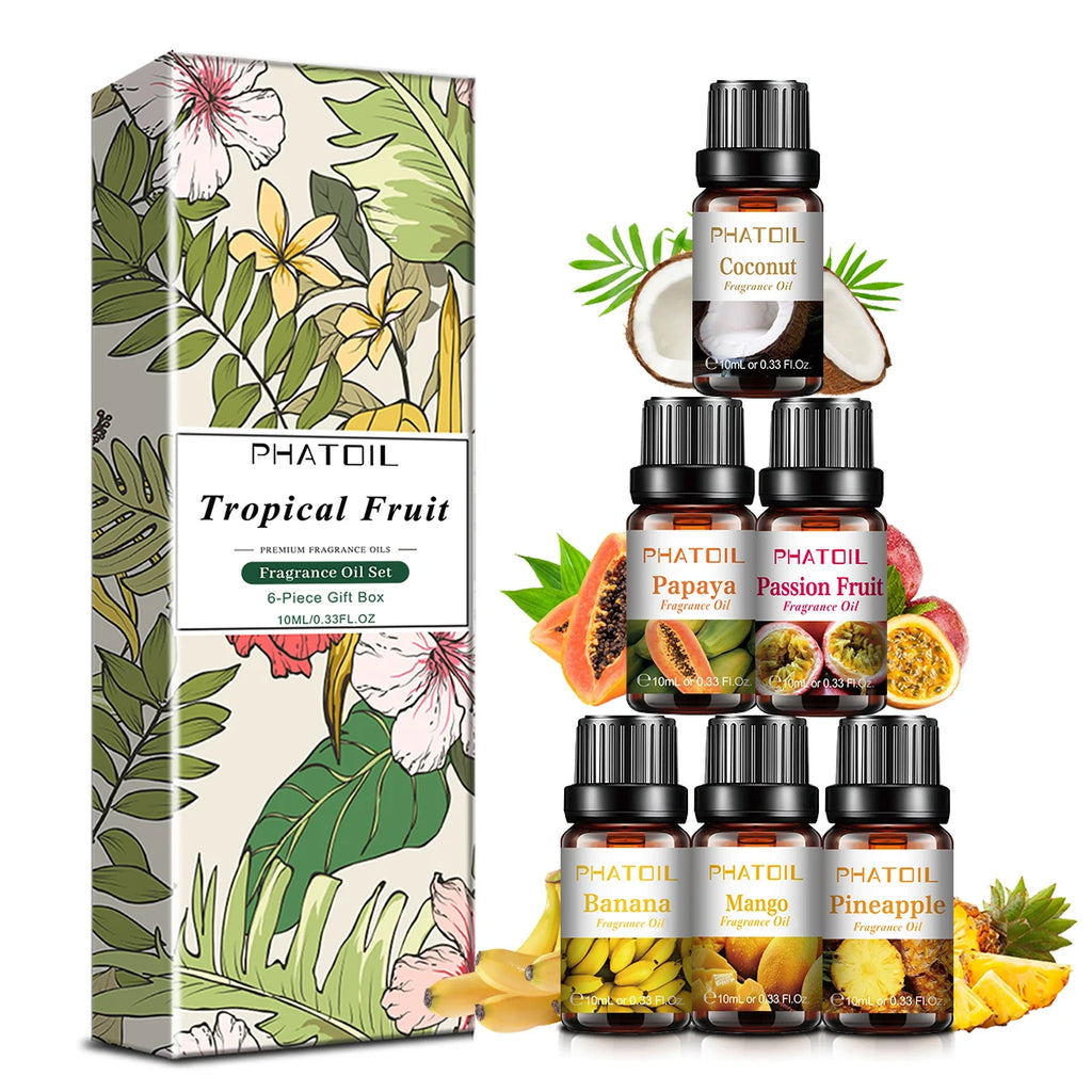 PHATOIL 1/2/6/10pcs 10ml Fruity Fragrance Oil For Aromatherapy Cherry Apple Strawberry Mango Coconut Lemon Fragrance Aroma Oils