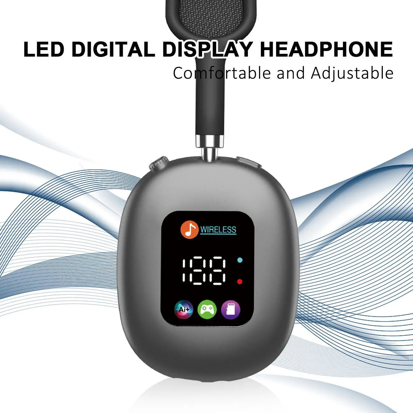 MAX600 Wireless Head-mounted Bluetooth Headset with Digital Display and Card Reader