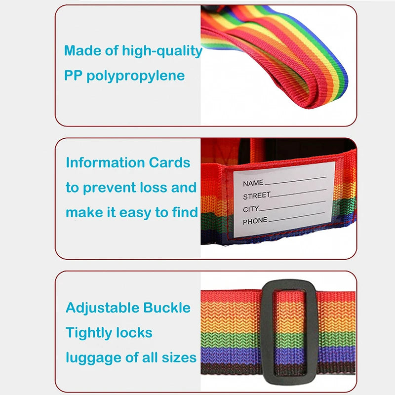 Nylon Cross Luggage Straps with Name ID Card Adjustable Bundling Packing Baggage Belt Password Lock Anti-lost Travel Accessories