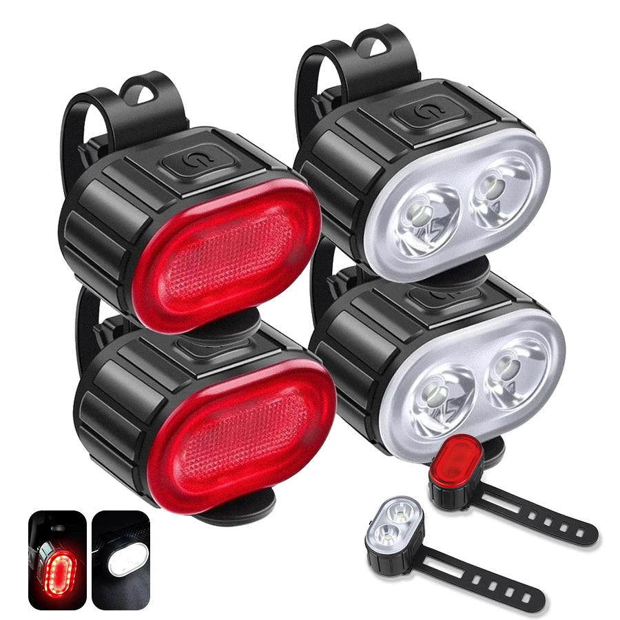 Cycling Bicycle Front Rear Light Set Bike Rechargeable Headlight Light MTB Waterproof Taillight LED Lantern Bicycle Accessories