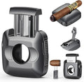 Cigar Cutter,Stainless Steel V/S-Shaped Cutter,Multifunctional Cigar Guillotine with Punch,Cigar Holder and Dual-Pin Ash Holder