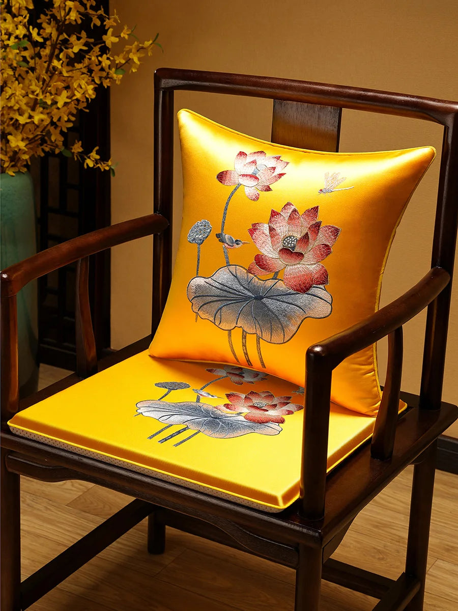New Chinese-style Foam Chair Cushions Rosewood Sofa Cushion Cover Home Sponge Seat Cushions Embroidered Anti-slip Chair Cushions