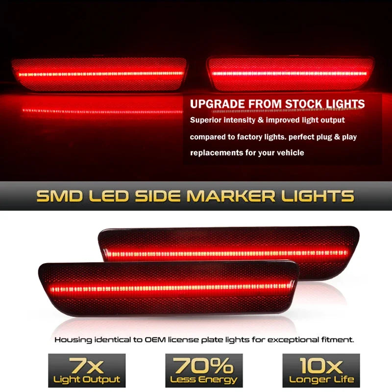 iJDM For Ford Mustang T10 Red Full LED Rear Side Marker Light Accessories ,Replace OEM 4R3Z15A201BA Back Sidemarker Lamps 05-09