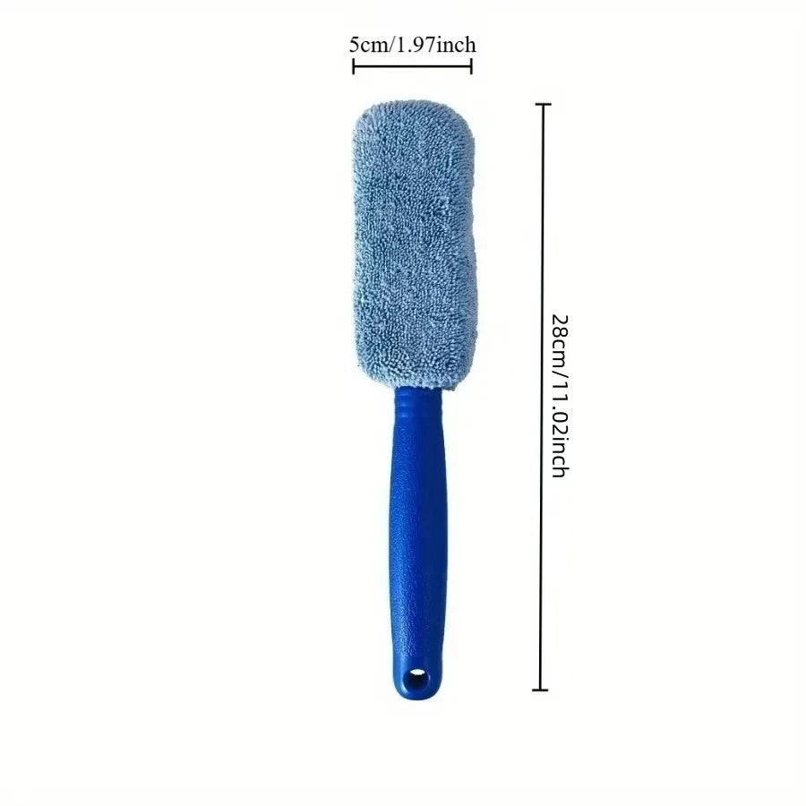 Car Wheel Wash Brush Portable Microfiber Tire Rim with Plastic Handle Auto Trunk Motorcycle Detailing Cleaning Accessories Tool