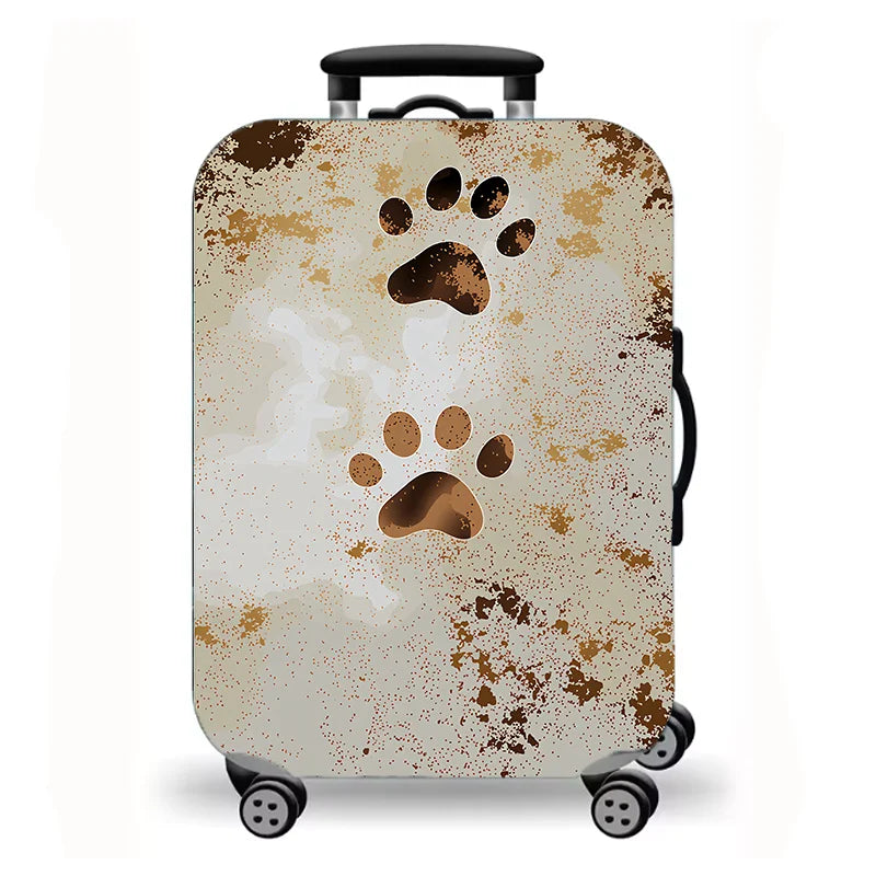 Luggage Cover, Cute Cartoon Cat Kitten Paw Print Stretch Suitcase Protector, Washable Anti-Scratch Travel Baggage Cover