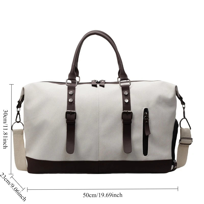 Canvas Travel Tote Bag For Men Large Capacity Short Trip Shoulder Duffle Handbag Fashion Luggage Prop