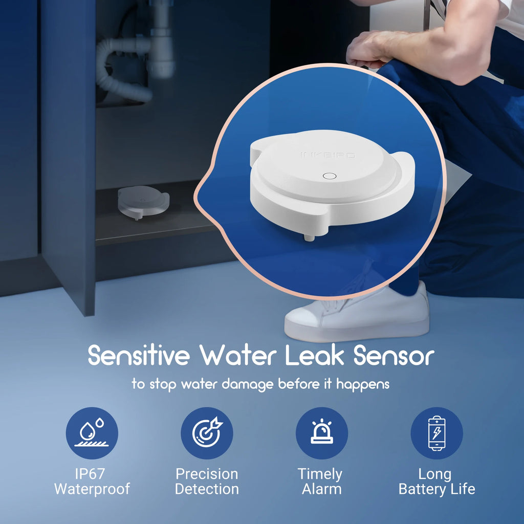 INKBIRD IRS-WD1 Smart Water Leakage Sensor IP67 Waterproof Flood Leakage Sensor for Bathrooms, Kitchens, Laundry Rooms, Attics