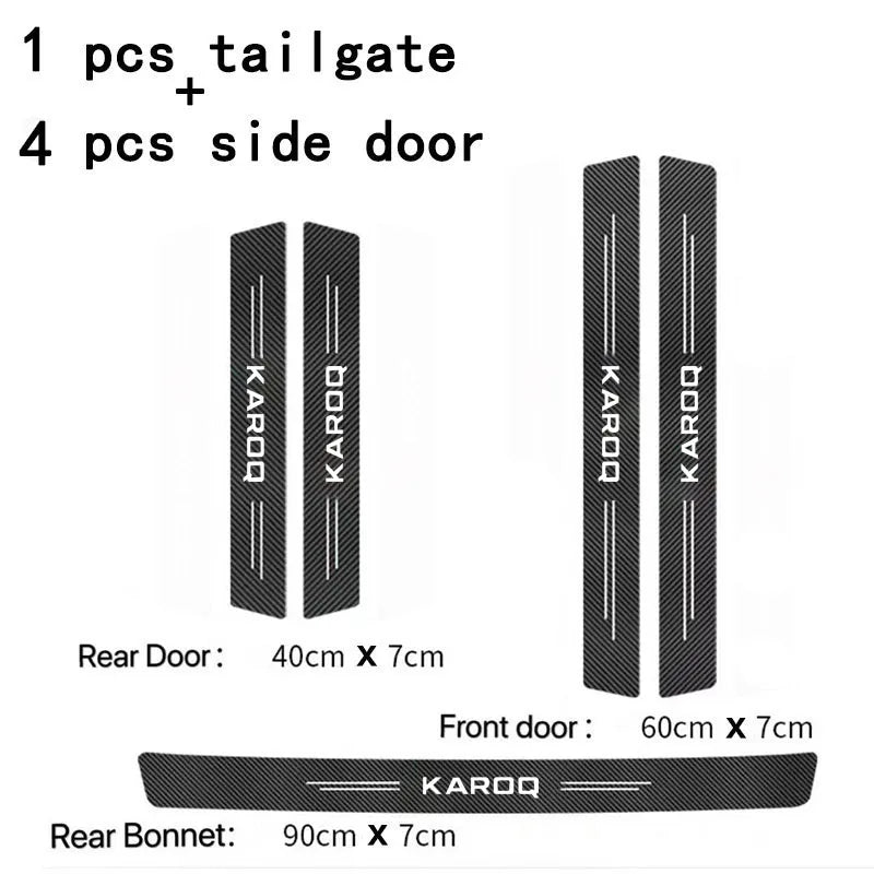 Car Carbon Door Sill Scuff Covers Black Door Panel Guards Protector Anti Scratch Sticker Tape For Skoda Karoq Car Accessorie