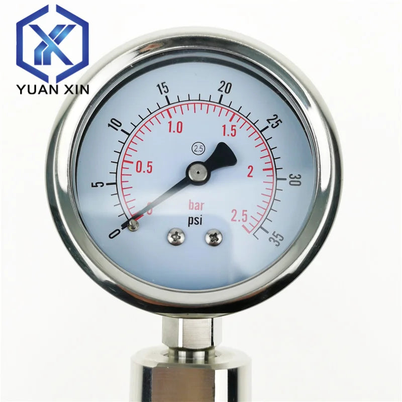 SS316L Stainless Steel Diaphragm Pressure Gauge TC50.5mm/64mm Bar/psi and Psi/Mpa