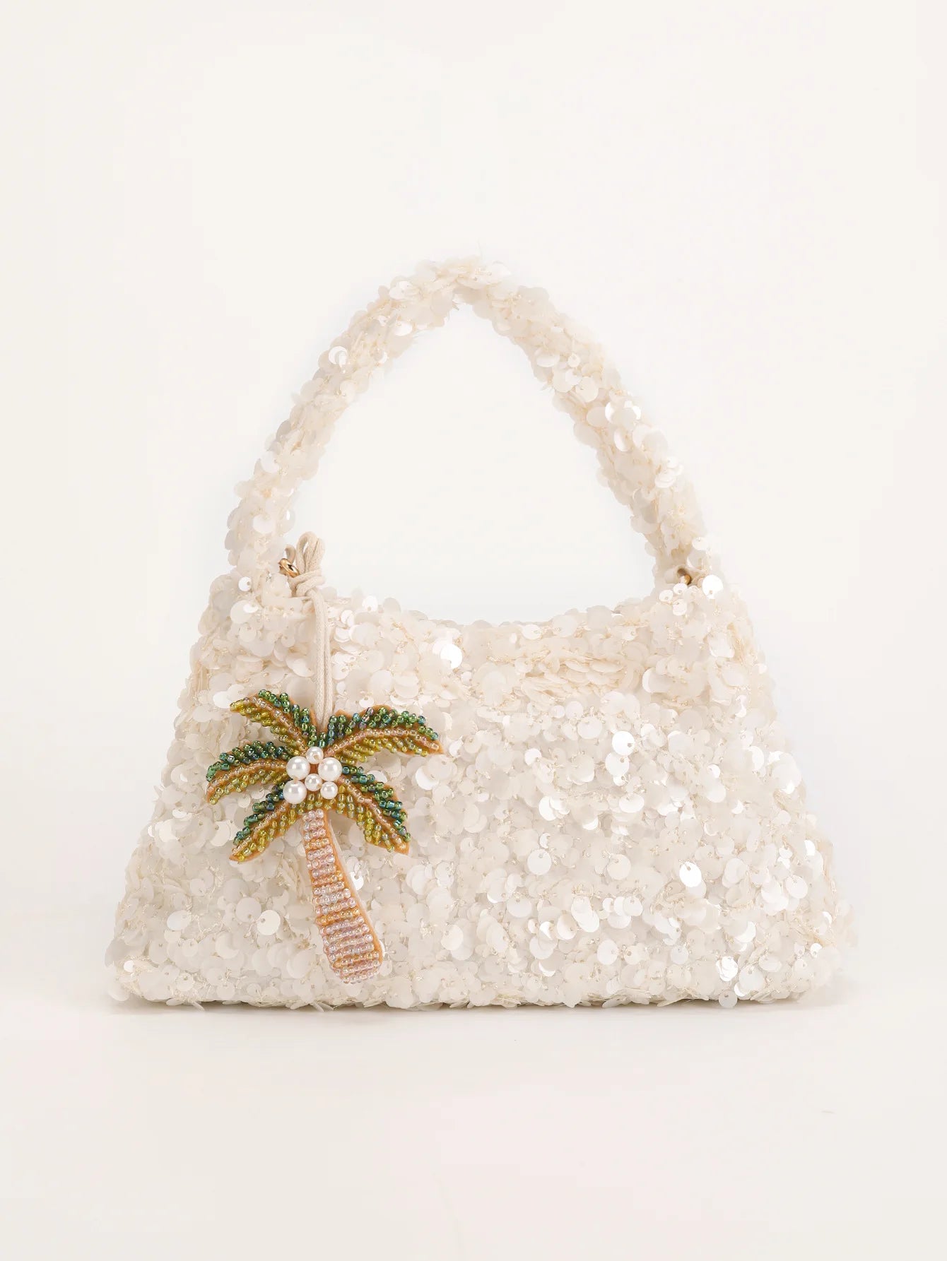 New bead handbag women's fashion high-end sequins dinner bag shoulder messenger bag bag coconut tree