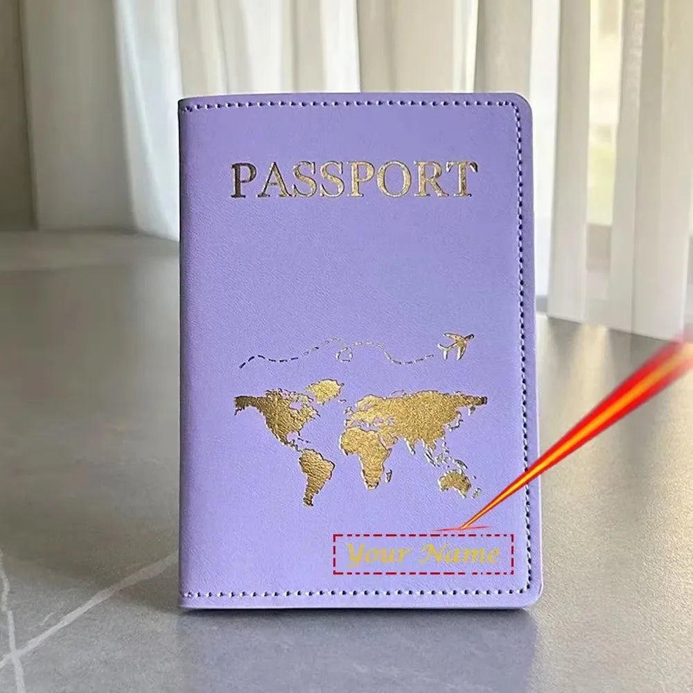 Cute Personalised Passport Cover Women with Names Engraved Passport Holder for Couples