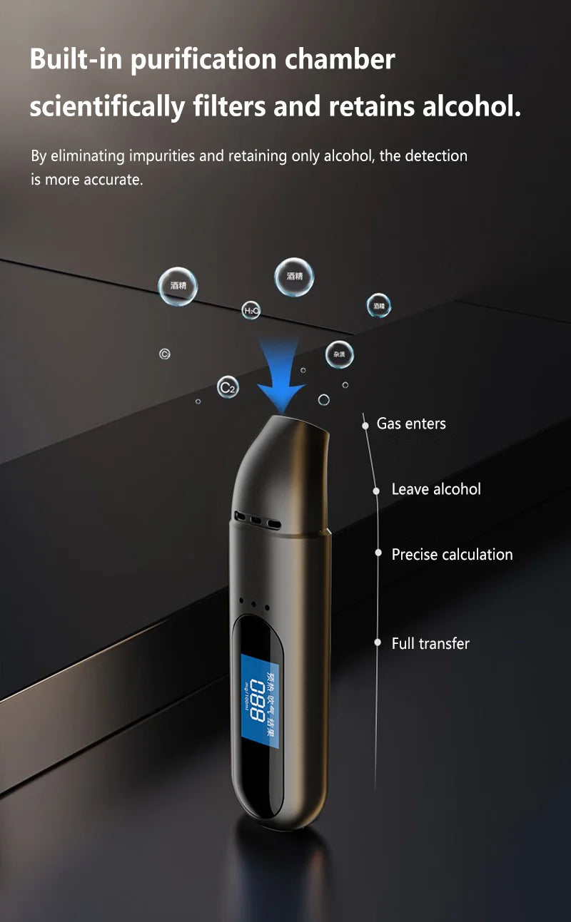 High Accuracy Breathalyzer, Portable Digital Alcohol Tester with LCD Display, Personal & Professional Use Driving Safety